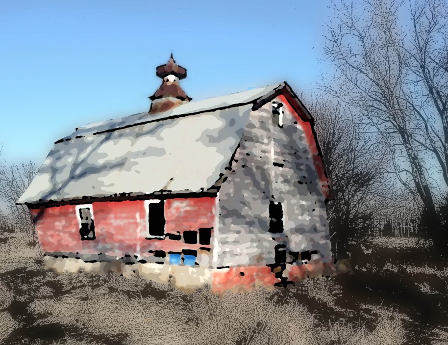 water color old barn